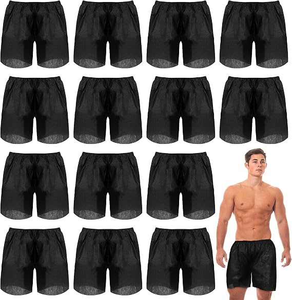 Sintege 20 Pcs Men's Boxer Shorts Black Disposable Underwear | Disposable Shorts, Medical Shorts, Comfortable Breathable Shorts, Men's Underwear Boxers, Travel Boxer Shorts