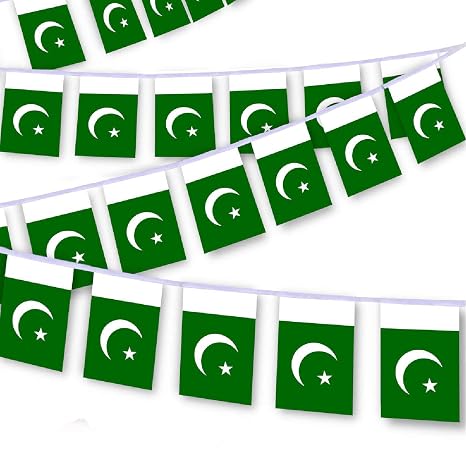30 PCS Pakistan Flag String,32 FT Pakistani Bunting,Decoration Banner for Outdoor Indoor Patio Yard Decor