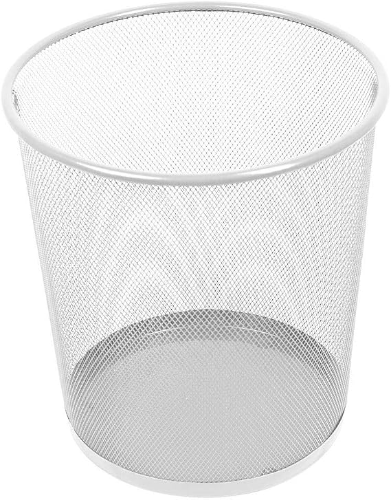 Leviatan Wire Mesh Waste Paper Bin | 266 x 218 x 280 mm | for Home, Office, School | Office Trash Can 12 L | Pearl Color