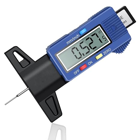Tyre Tread Depth Gauge, FortCeremy 0-25.4mm/Inch Digital Tire Checker UK, Tyres Measuring Tool with Large LCD Screen for Cars, Trucks, Motos (Blue)