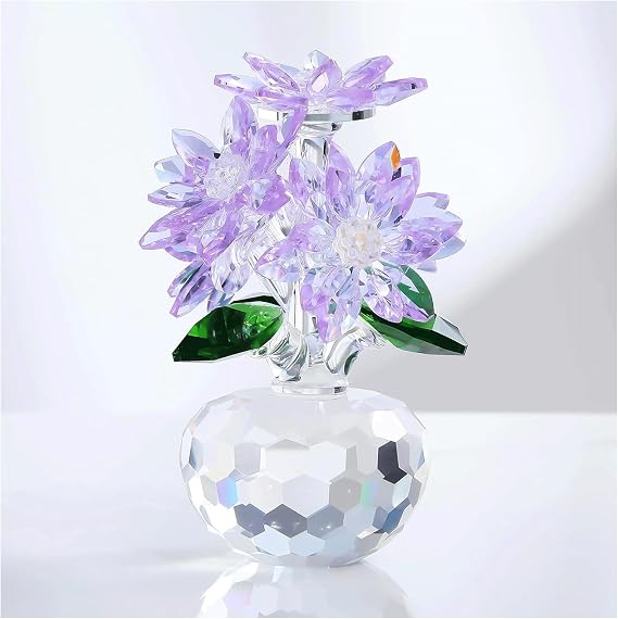 Crystal Daisy Bouquet Figurine - Premium Glass Flower Ornament with Gift Box, Mother's Day for Women, Collectible Home Decoration Anniversary