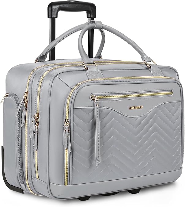 LIGHT FLIGHT Rolling Laptop Bag Rolling Briefcase for Women Computer Bag with Wheels Case for Carry on Travel Work Business