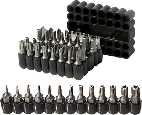 ARES 13-Piece Tamper Resistant Star Bit Set and 33-Piece Security Bit Set with Magnetic Extension Bit Holder - S2 CNCd Security Bits - Includes Tamper Resistant, SAE Hex, Metric Hex and Star Bits