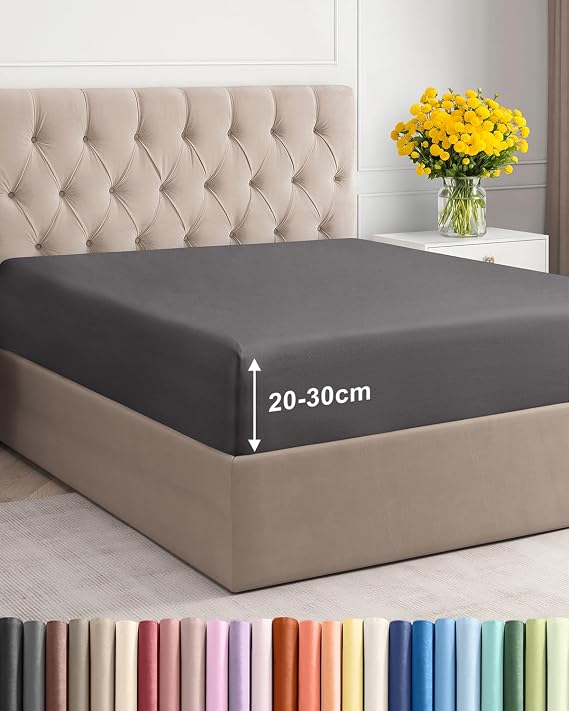 Fitted Sheet Small Double 120x190 - Microfibre Deep 30cm (12") - Dark Grey