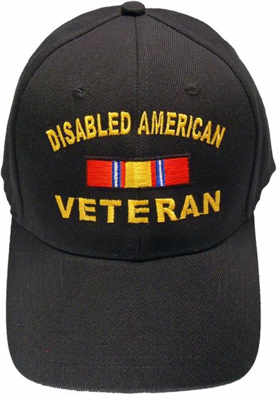 DAV Cap Disabled American Veteran Baseball Cap Black Hat Army Navy Marine Air Force Man or Woman Vet