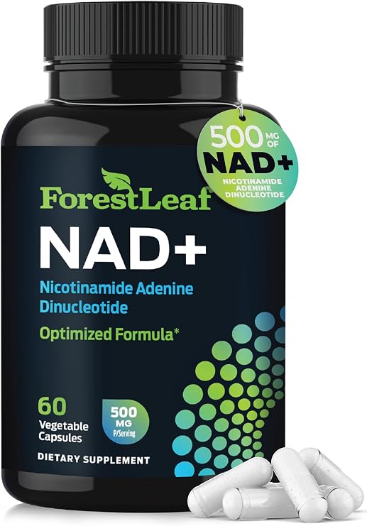 NAD+ Supplement - 500mg of Pure NAD Plus for Energy, Focus, Skin & Anti-Aging Support - Gluten Free Non-GMO NAD Supplements for Women & Men (60 Count, NAD +)