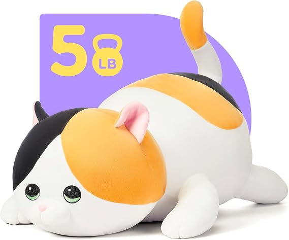 IKASA 5lbs Calico Cat Weighted Stuffed Animal Plush Toy,24 inches Kitten