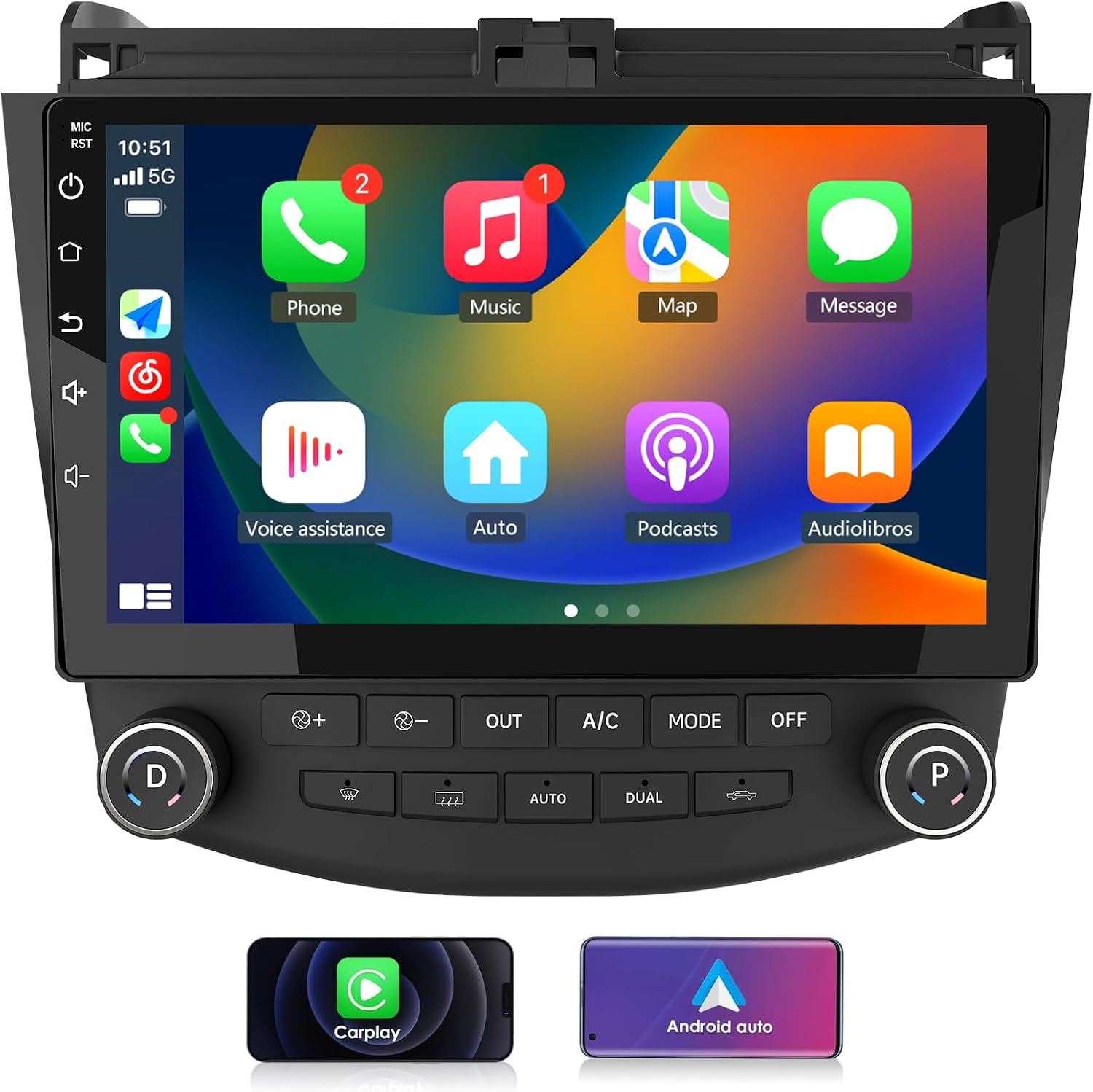 Android 13 [2GB32GB] Car Radio Compatible for Honda Accord 2003-2007, 10 Inch Touch Screen with GPSFMWiFiUSBSWC,Support Wireless CarPlay Android Auto