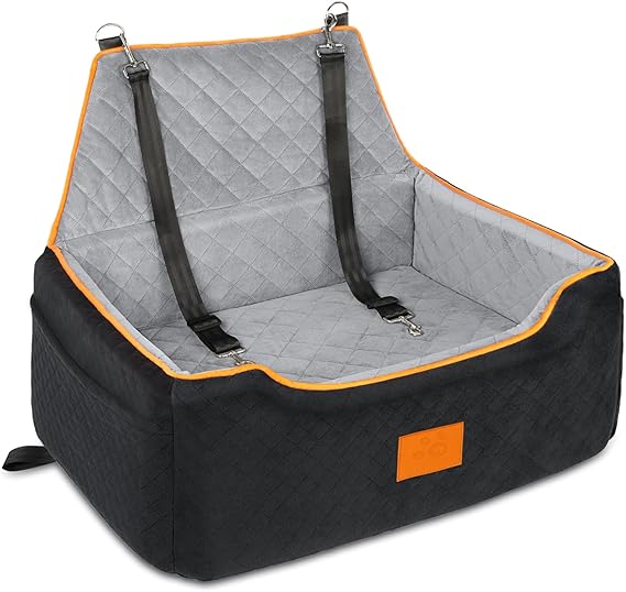 GL GLENSLAVE Dog Seat for Large/Medium Dogs Dog Raiser Seat for Dogs Under 25 kg or 2 Small Dogs Removable and Washable Dog Seat with Thick Cushions and Storage Bags (Black/Grey)