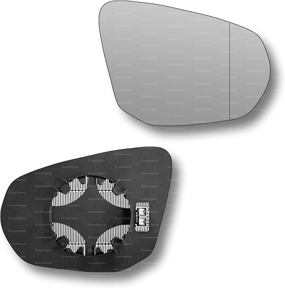 Less4spares Replacement Wing Mirror Glass Right Compatible with Audi Q3 2018-2022 CLIP-ON Driver Off side Heated with Blind Spot