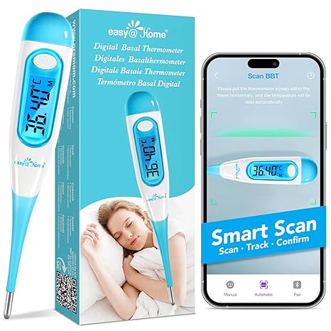 Easy@Home Basal Thermometer Fertility Thermometer for Cycle Control and Ovulation Tracking with Premom App EBT-100B