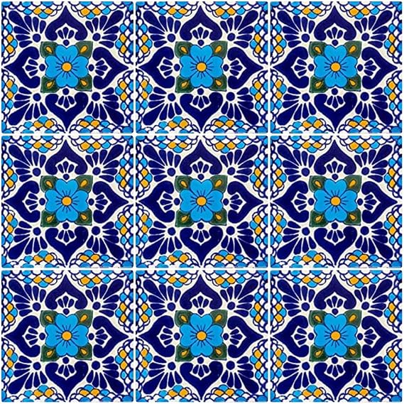 Ceramic Talavera Mexican Tile 4x4", 9 Pieces (NOT Stickers) A1 Export Quality! EX-104B