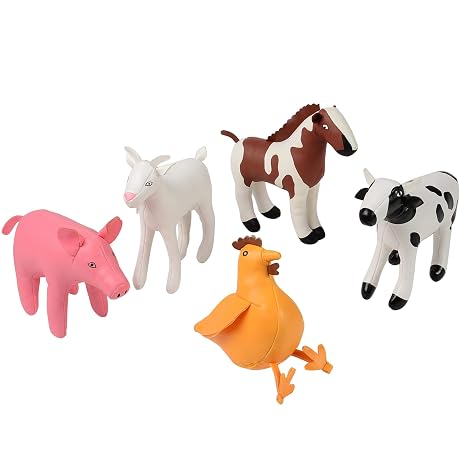 Cre8tive Minds Soft Farm Animals, Vinyl, w/Cow, Horse, Goat, Pig & Chicken, Baby Toys, Toddler Toys, Gifts for Toddlers and Babies, 5-PC Set, All Ages