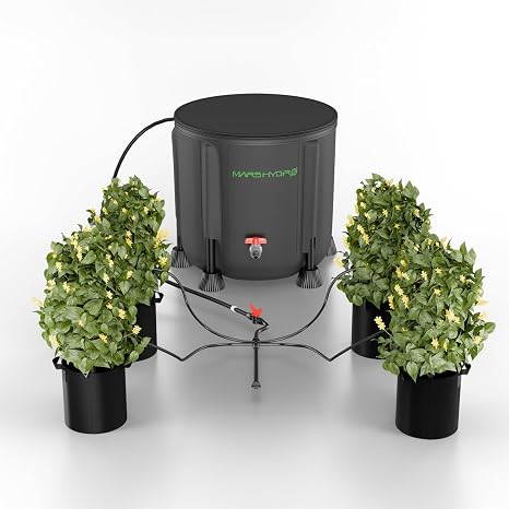MARS HYDRO 2025 New Auto Drip Irrigation Kits with 13 Gallon Foldable Bucket, 24W Upgraded Water Pump, 8 Drip Emitters, Garden Watering System for Grow Tent Indoor, Lawn, Greenhouse, Yard
