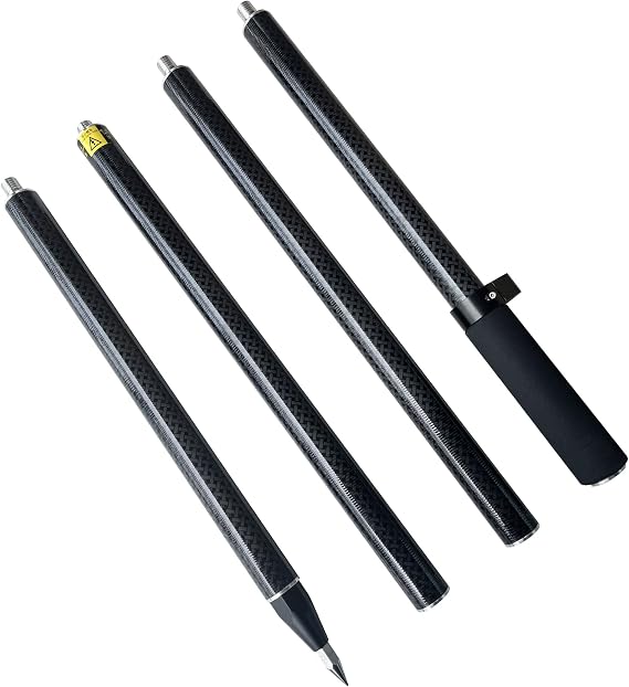 1.8M Carbon Fiber Surveying Pole Rod, 4 Section GPS Prism Pole, 5/8X11 Thread, with Level Bubble & Soft Bag