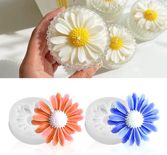 MGLIFEUL 2PCS 3D Flower Candle Making Molds Moldes de Silicona para Velas