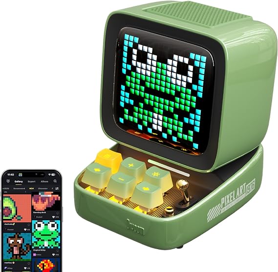 Divoom Ditoo Pro Retro Pixel Art Game Bluetooth Speaker with 16X16 LED App Controlled Front Screen (Green)