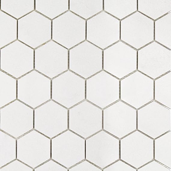 White Thassos Hexagon Marble Mosaics