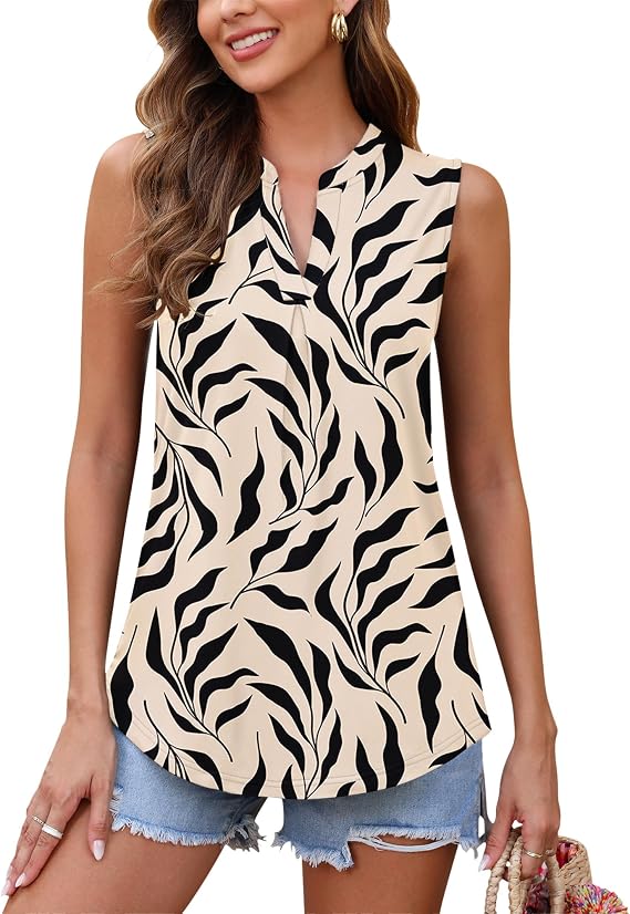 Wneedu Women's Long V-Neck Summer Tank Top