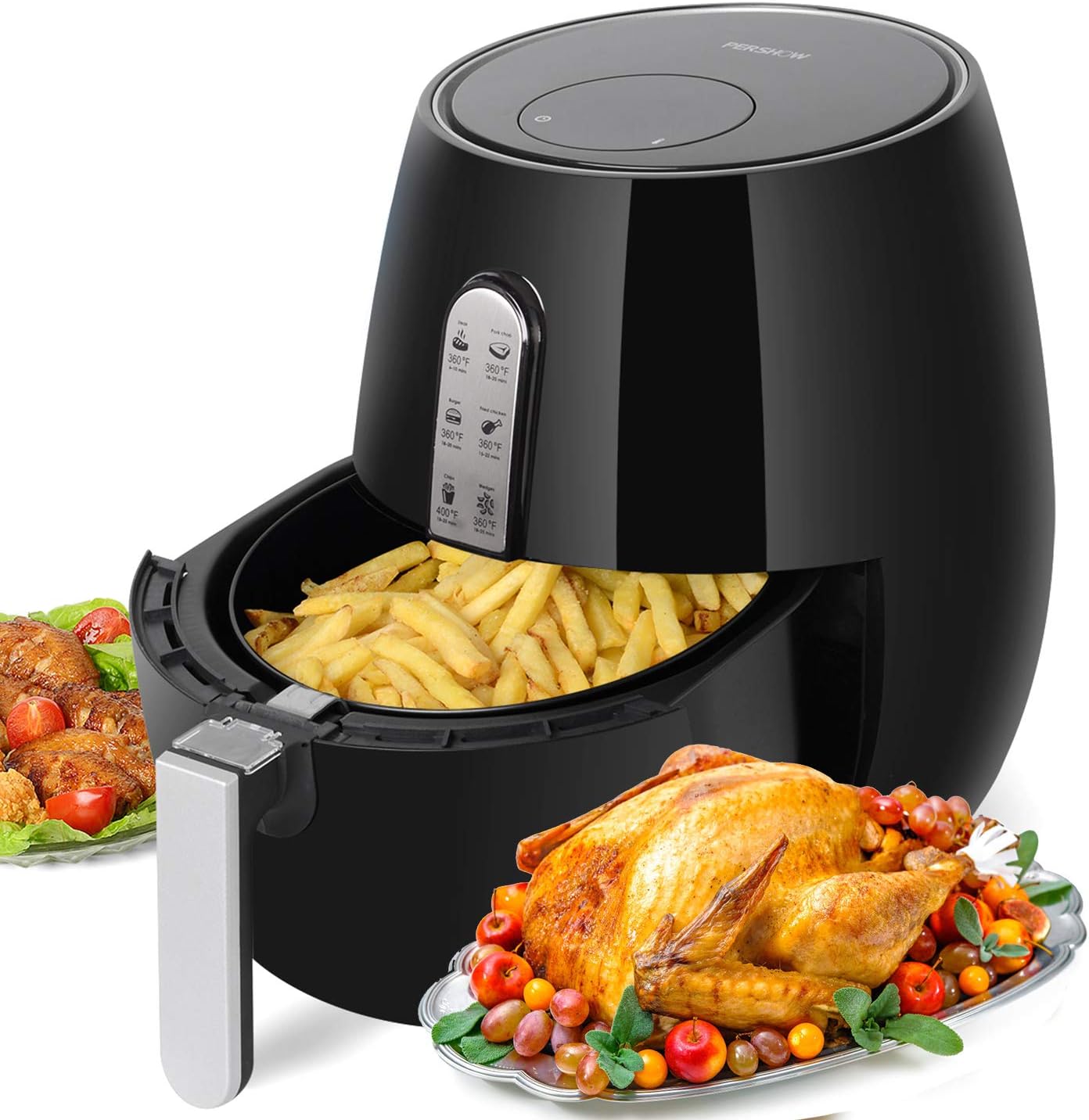 Air Fryer, SincaLong Oven Oilless Cooker with 7 Cooking Presets, Large Capacity 5.7Qt Electric Air Fryer with LED Digital Touchscreen, BlackBeige