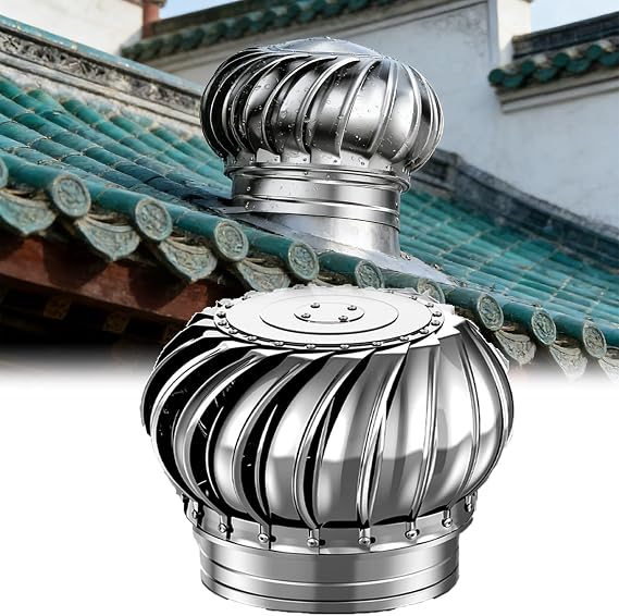 110mm/4.3in, 304 Roof Turbine Ventilator, Industrial, Silver, Wind-Powered Exhaust, Automatic Rotation By Wind/air Flow No Consumption