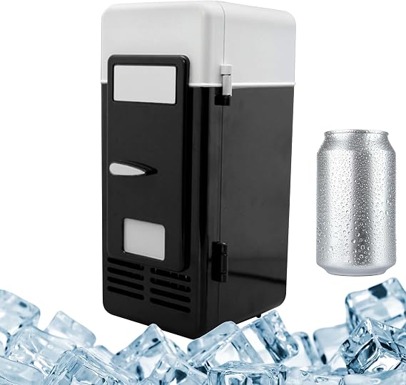 Small Refrigerator - USB Powered Mini Cooler Warmer, Compact Personal Refrigerator, Portable Food Storage | Plug and Play Cooling Warmer Box for Dorm, Apartment, Bedroom, Office, Travel, Expedition | パーソナル冷蔵庫 ＵＳＢ ドリンククーラー 学生 男女 家族映画ナイト 寮 寝室 ドライブ アパート向け