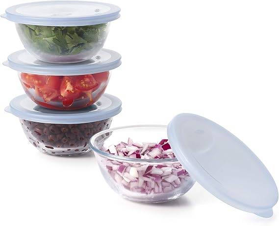 OXO 11205500 Good Grips 8-Piece Glass Prep Bowl Set, One Size, Clear