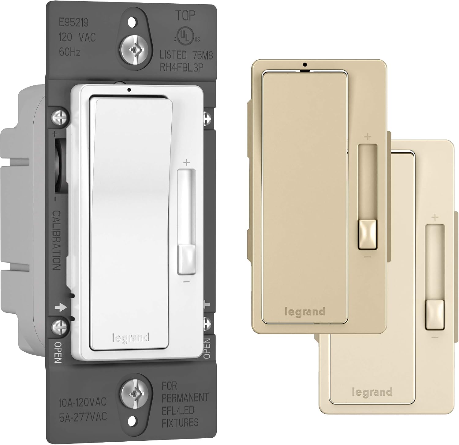 Legrand radiant RH4FBL3PTCCCV6 0-10V Preset Decorator Rocker Dimmer Light Switch with Locator Light for Flourescent Light Fixtures, Single Pole3-Way,