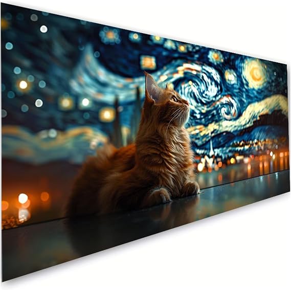 Diamond Painting Cat Diamond Art Kits for Adults, Dimond Art Paintings Starry Sky Paint by Numbers Kit for Beginner, DIY Full Drill Gem Arts and Crafts Painting, Home Wall Decor, Gifts 4x8 Inch R2-569