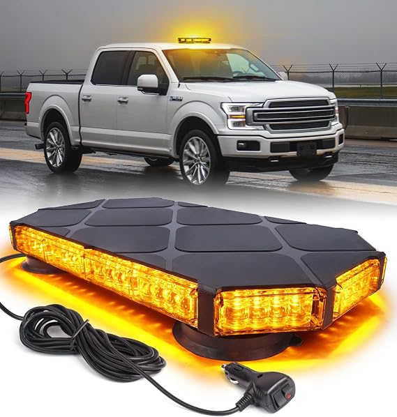 LUMENIX 56 LED Amber Rooftop Beacon Strobe Mini Light Bar for Trucks