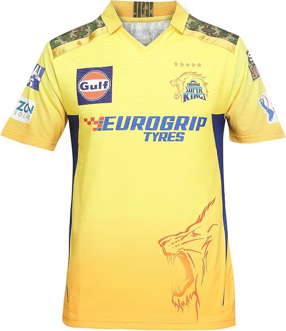 playR Mens IPL 2024 Chennai Super Kings Plain Match Jersey Half Sleeve (US, Alpha, X-Large, Regular, Yellow)