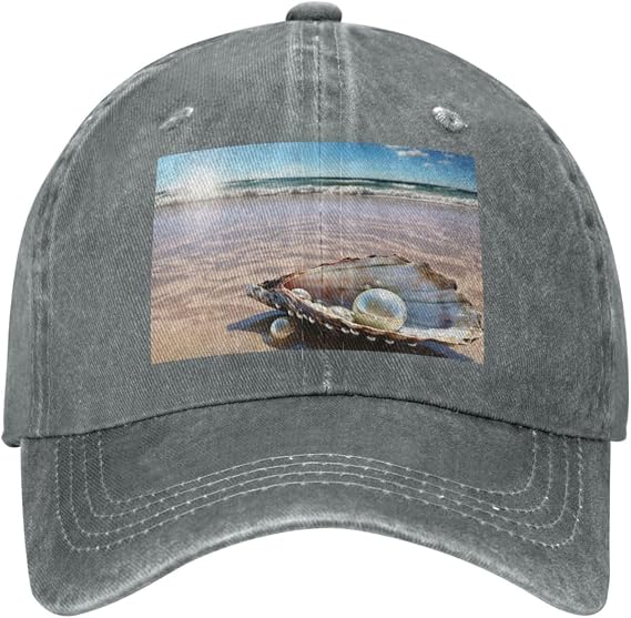 Snapback Trucker Hats for Men Women,Ocean Beach Mussel Pearl Cowboy Baseball Caps Adjustable Dad Hat Ball Caps