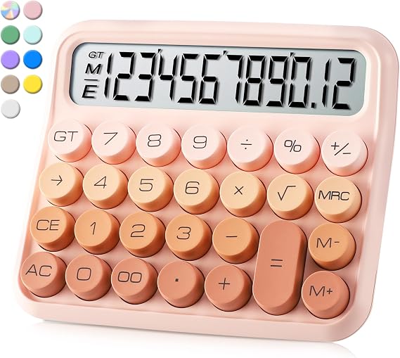 VEWINGL Mechanical Keyboard Calculator, 12 Digit LCD, Big Buttons | 5-Inch Display with Large Round Keys and 15 Tilt for Office, School, Home, and Everyday Use