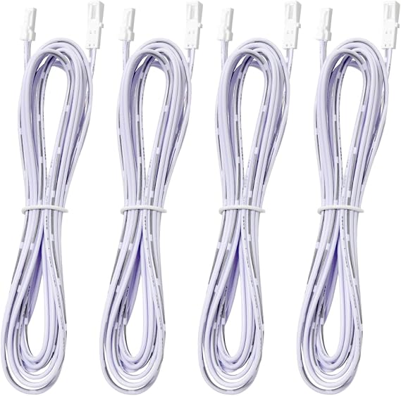Flexible Extension Cables for AIBOO Cords,4 Packs 2m RF Wireless Control LED Under Cabinet Lighting, Driver Power Extension Cable, Accessories Lead LED, White