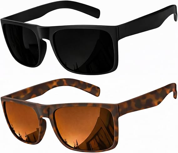grinderPUNCH Mens Oversized Sunglasses XL Big Head Fit, Extra Wide Frame Sunglasses for Men, Big Heads, XXL Large Wide Shades (2 Pack Black & Tortoise Polarized Lens)