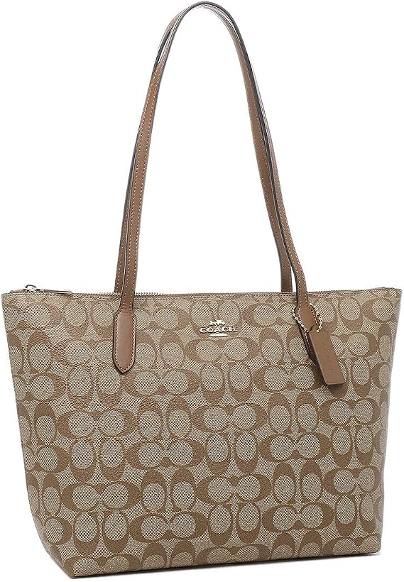 Coach Signature Women's 4455 Zip Top Tote Bag Signature Signature Signature 16 IME74 Khaki Saddle 2 Beige