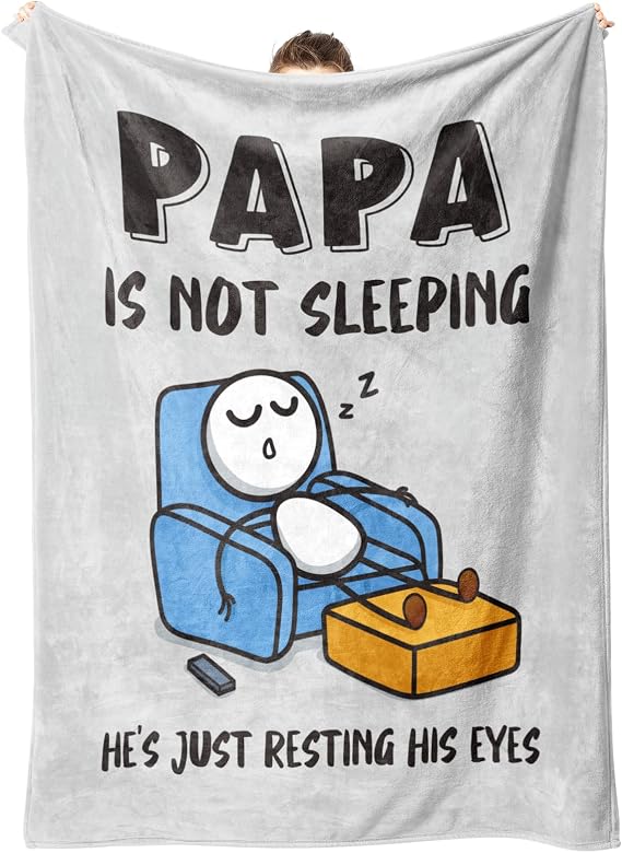 Funny Papa Gifts, Papa is Not Sleeping Blanket Gift
