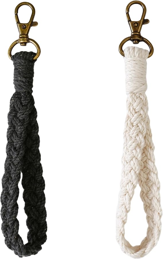 Macrame Keychain Handmade,Boho Handmade Wristlet Keychain,Wrist Lanyard for Keys and Bags