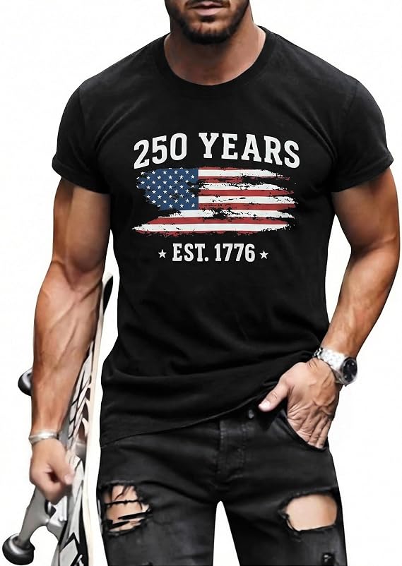 Men's 4th of July Tshirt USA Flag Shirts Patriotic Shirt Casual Top