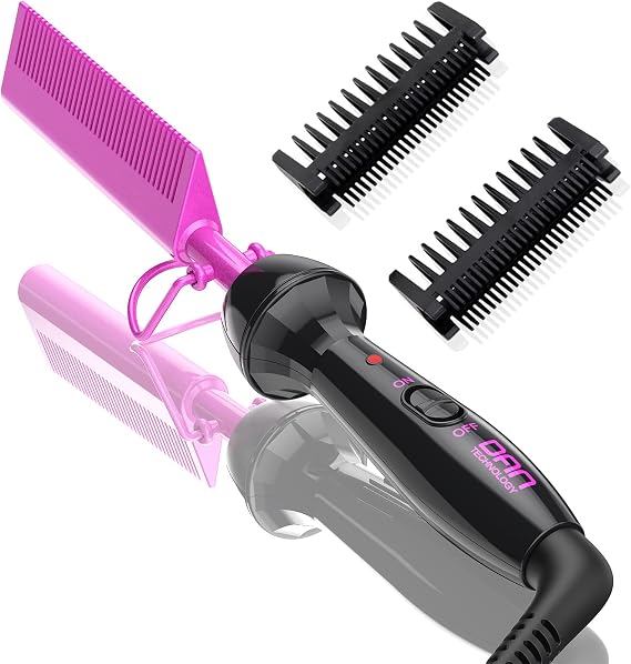 Dan Technology Mini Hot Pressing Comb 450F Dual Voltage Electric Straightener for Wigs and Natural Black Hair - Travel & Home Use
