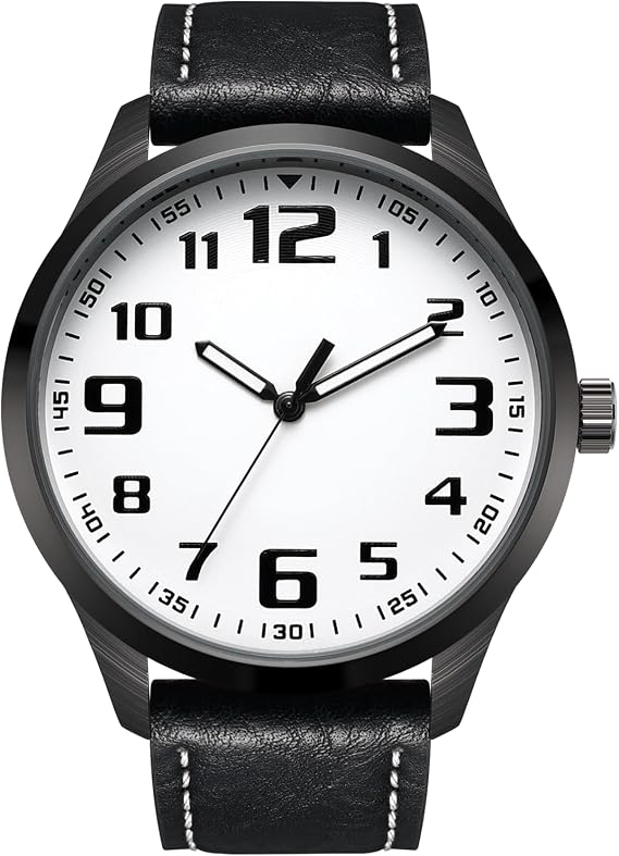 NUOVO Mens Black Large Dial Arabic Numerals Black Belt Modern Classic Men's Watch, Modern…