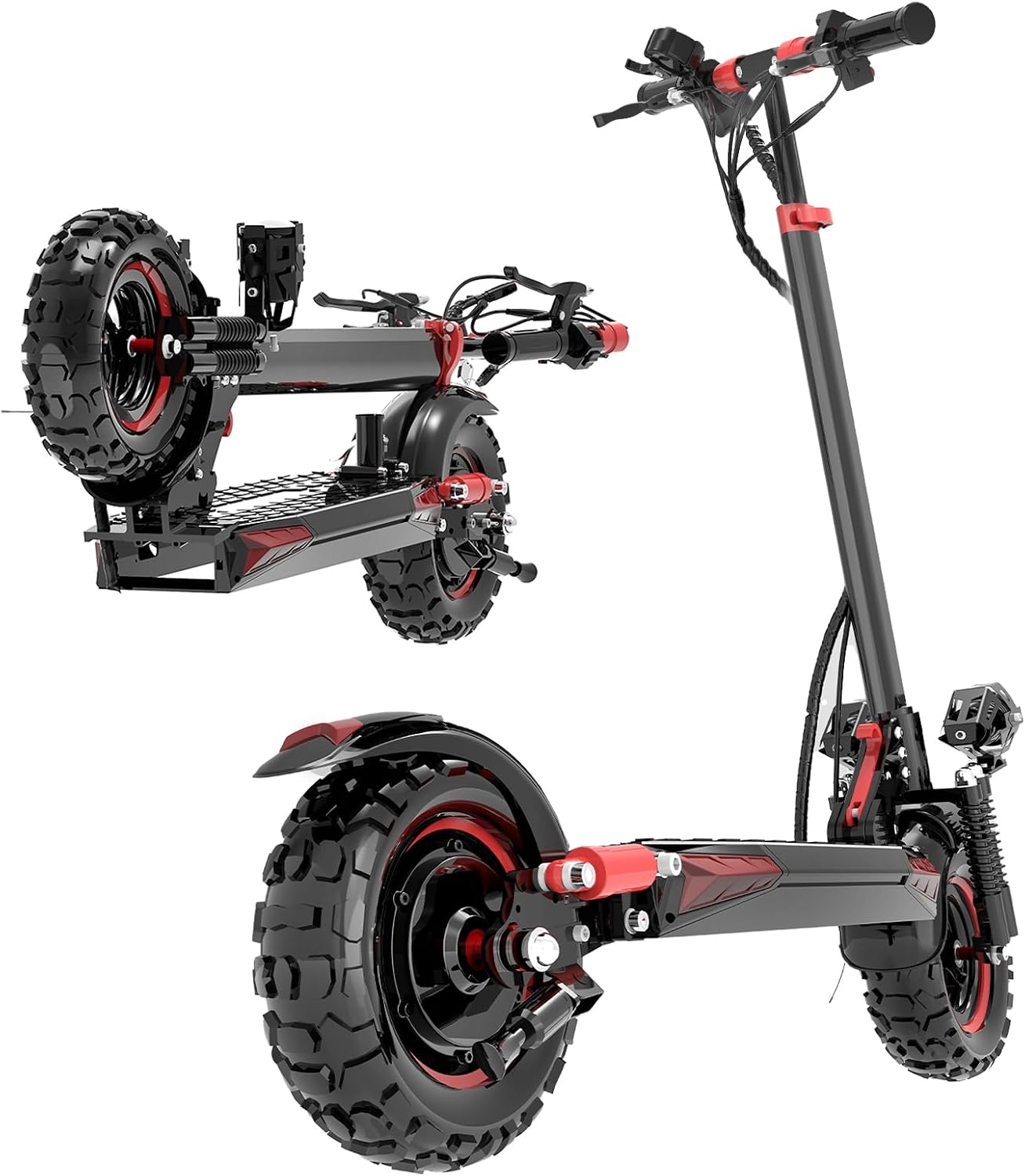 Electric Scooter for Adults, 37-40 Miles Long Range, 34 Mph, 11 Off-Road Tires,48V 18AH Big Battery,1200W Motor, Dual Braking System,Folding Commuter Electric Scooter 48V 21AH-1200W