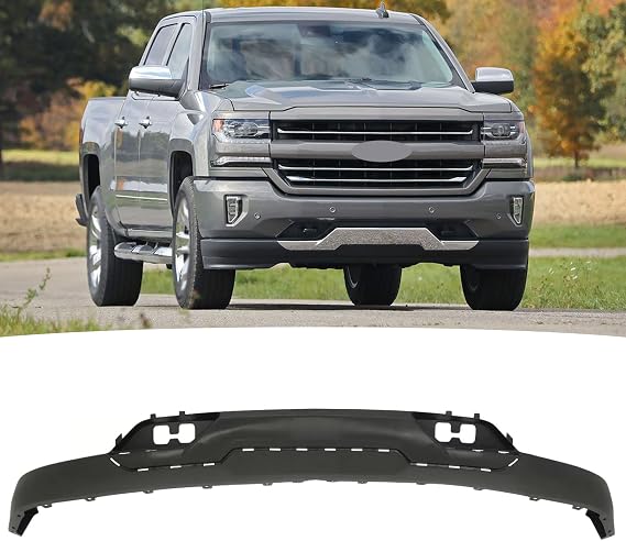 Front Bumper Valance For 2016-2018 Silverado 1500 Z71 w/Tow Hooks Holes | Replaces OEM# 84029815, GM1015136, Also Fit 2019 Silverado 1500 LD, For Models With Z71 Package, With Impact Bar Skid Plate
