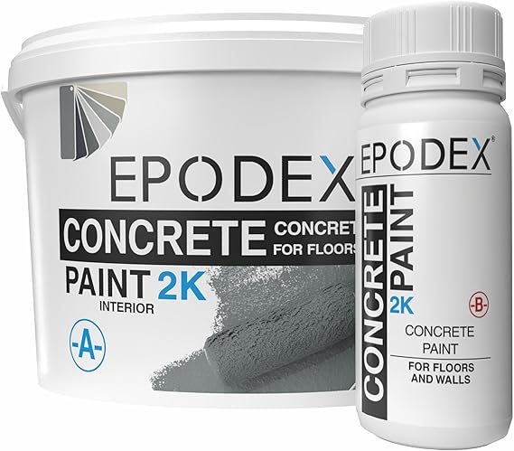 EPODEX 2K Concrete Paint, Epoxy Floor Paint - 42 Fl Oz - Silver Gray | Garage Floor Coating & Basements, Durable, Waterproof, Abrasion-Resistant, Low Odor (Approx. 96 sq ft for Coat)