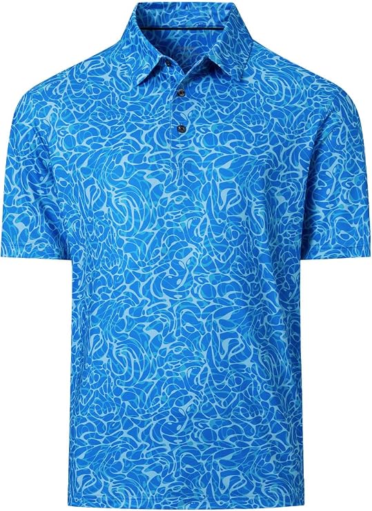 Mens Golf Shirts Short Sleeve Dry Fit Printed Polo