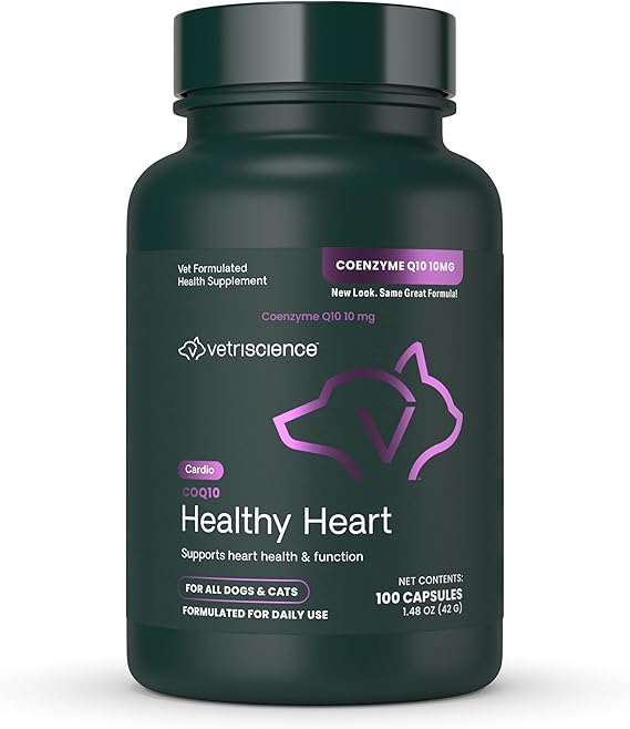 VetriScience CoQ10 Healthy Heart Capsules for Dogs and Cats, 120 Count