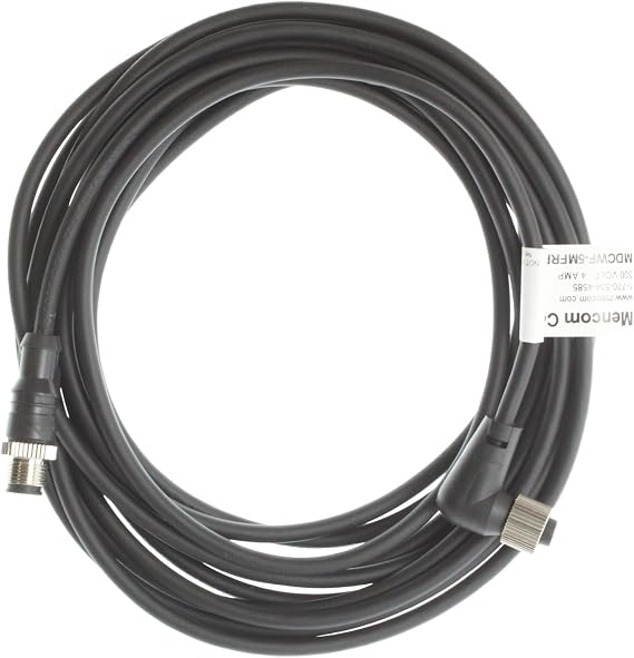 MDCWF-5MFRP-5M-B-TM MicroDC Male to Angle Female 5-Pin M12 Cable Assembly, 5-Meter