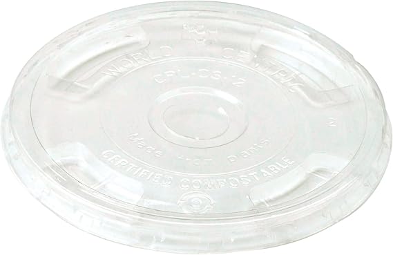 World Centric Compostable Cup Lids, Fits 9-24 Oz Cold Cups, Pack of 200