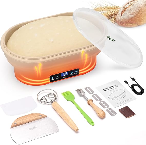 Koackl Sourdough Starter Warmer, 6-Level Temp Control 77-122F, 6H Timer