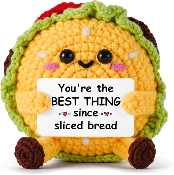 Anniversary Birthday Gifts for Men Women Him Her- Handmade Crochet Burger- Funny Romantic Gifts for Boyfriend Girlfriend Husband Wife, Love Reminder, Super Cute Home Offices Desk Decor
